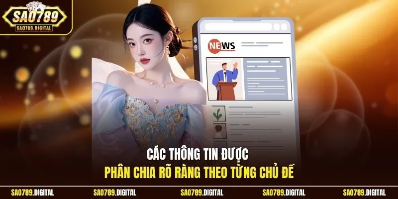 Các thông tin được phân chia rõ ràng theo từng chủ đề